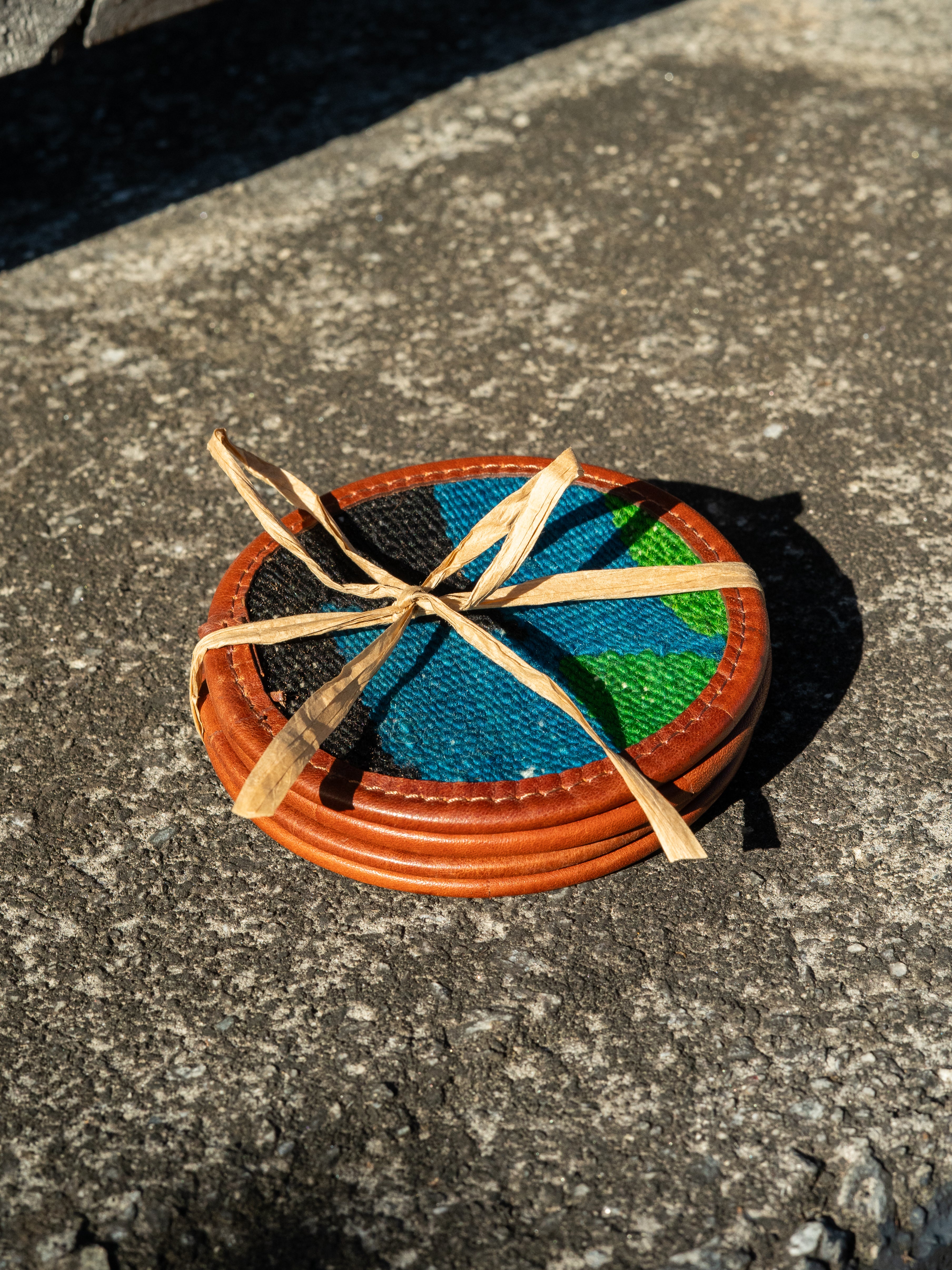 Kilim Coasters: Brown Leather (Set of 4)