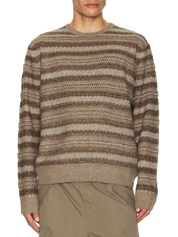 Midnight Crew Sweater: Multi Neutral Stripe