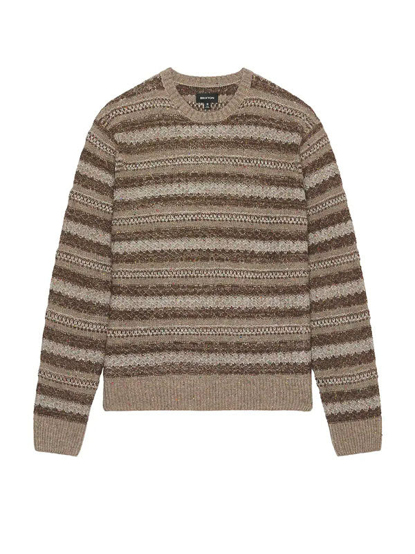 Midnight Crew Sweater: Multi Neutral Stripe