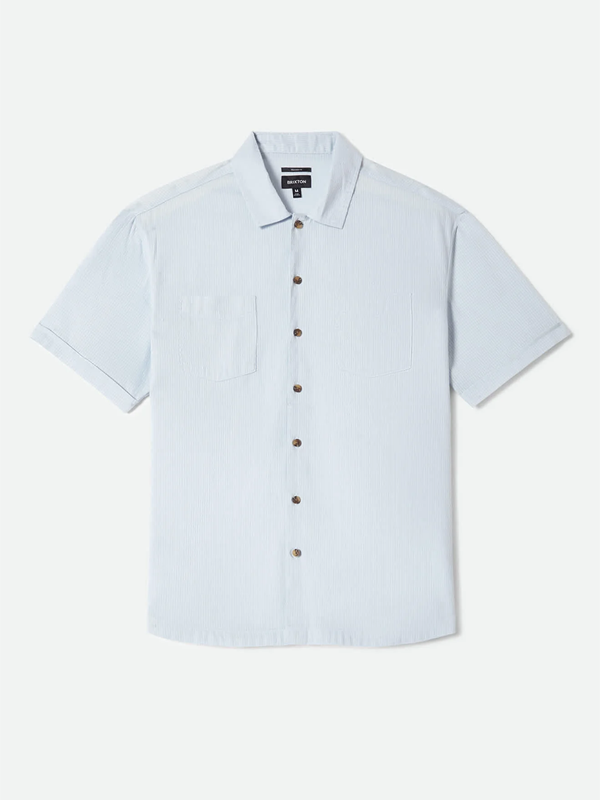 Vintage Short Sleeve Woven Shirt: Blue Aura