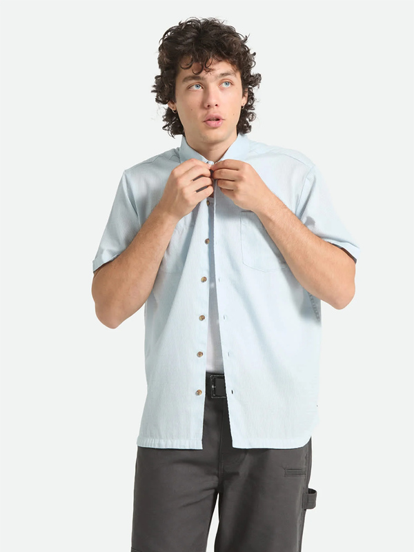 Vintage Short Sleeve Woven Shirt: Blue Aura