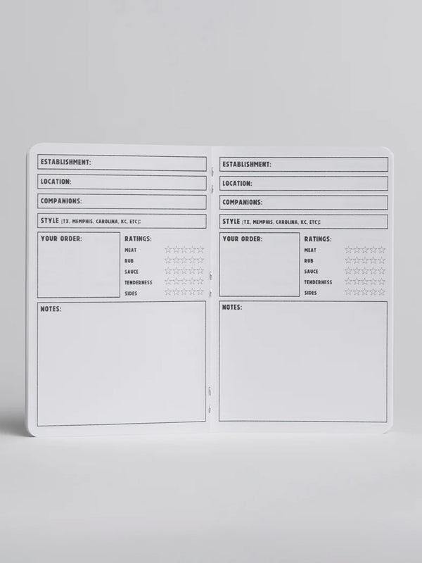 Set of 2 BBQ log books designed for tracking grilling sessions, recording recipes, smoking times, and perfecting barbecue techniques.