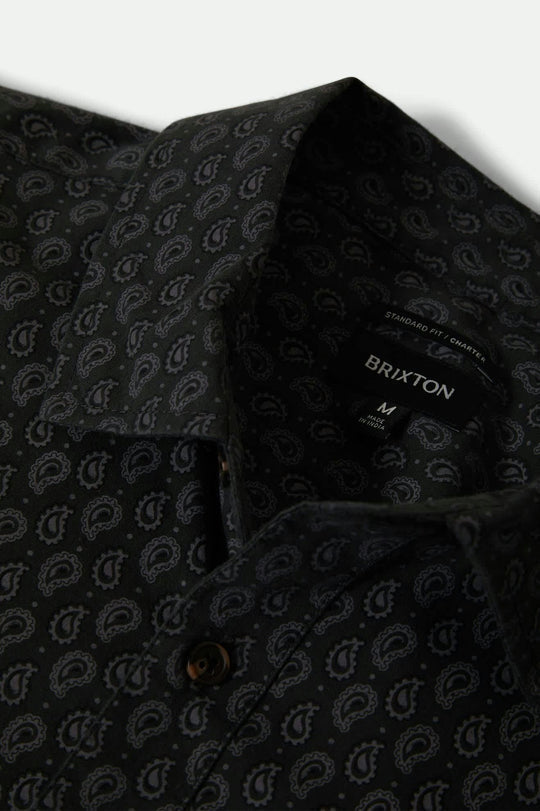 Charter Print S/S Shirt: Washed Black/Paisley