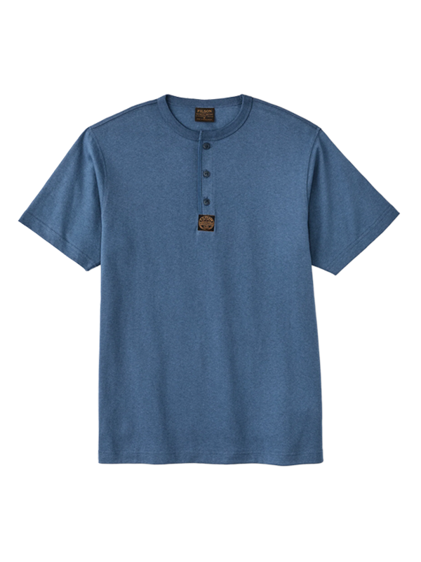 Short Sleeve Frontier Henley Tee: Light Blue