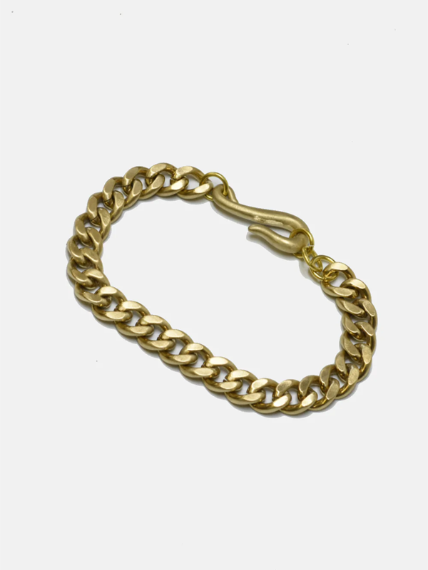 Curb Chain Bracelet with Fish Hook: Brass