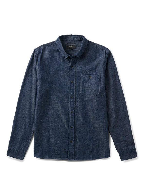 Scholar Chambray Button Up Shirt: Mid Indigo