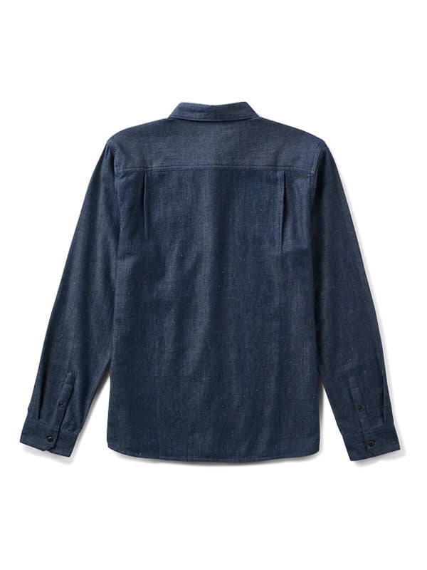 Scholar Chambray Button Up Shirt: Mid Indigo