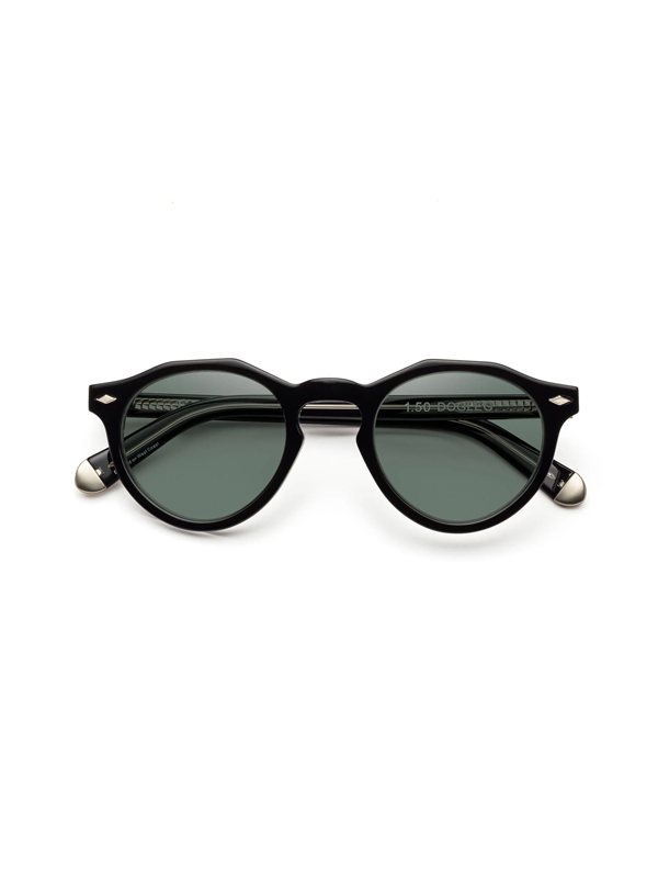 Dogleg Polarized Sunglasses:Polished Black Gray-Green