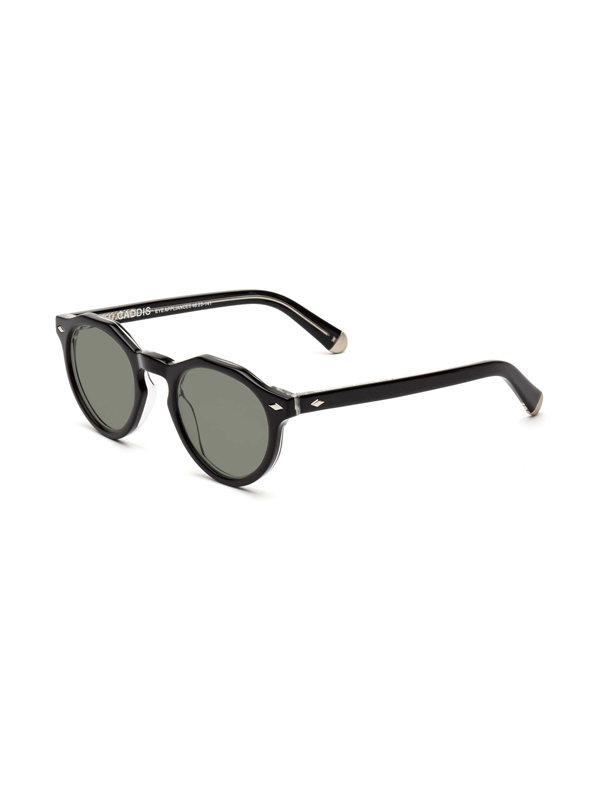 Dogleg Polarized Sunglasses:Polished Black Gray-Green