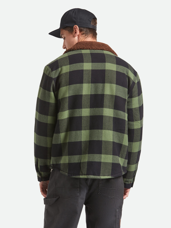 Durham Sherpa Lined Jacket: Black/Wild Green Flannel