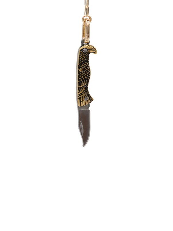 Eagle Folding Knife Necklace: Gold Tone