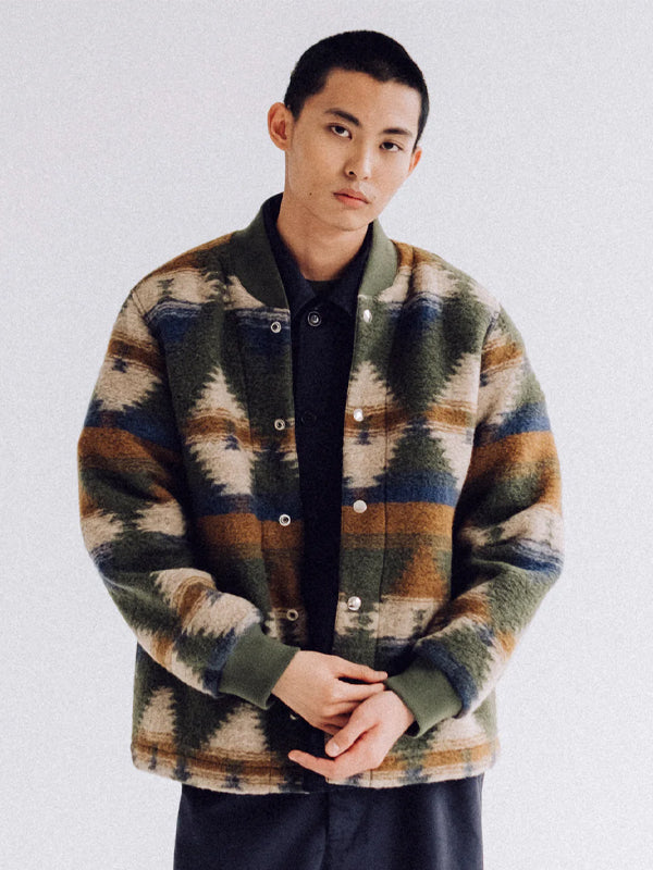 Desert Wool Field Jacket: Green/Blue/Beige (FINAL SALE)