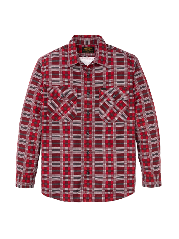 Field Flannel Shirt: Burgundy/Red Plaid