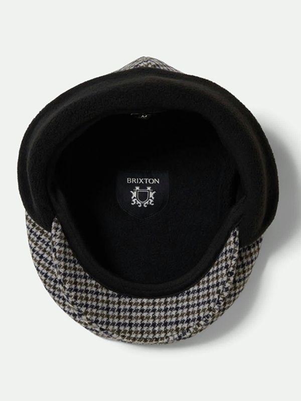Hooligan Fleece Lined Earflap Snap Cap: Black/Grey/Charcoal