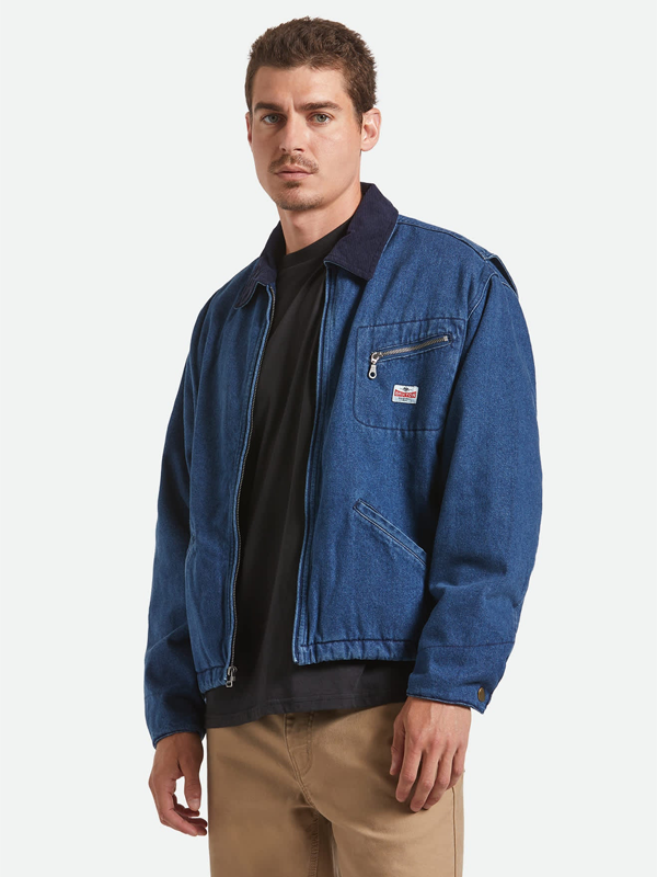 Altered Threads Lined Garage Jacket: Medium Wash Denim