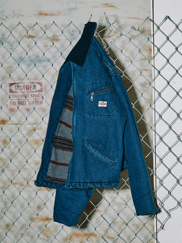 Altered Threads Lined Garage Jacket: Medium Wash Denim