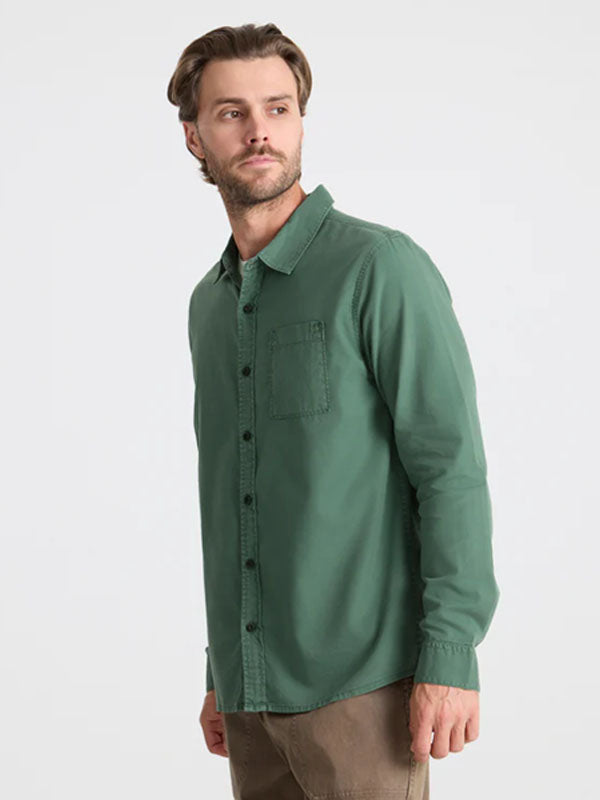 Made To Fade Long Sleeve Button Up: Slate Green