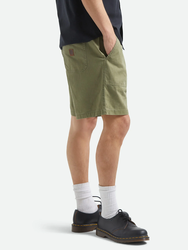 Surplus Vintage Wash Herringbone Short: Washed Olive Green