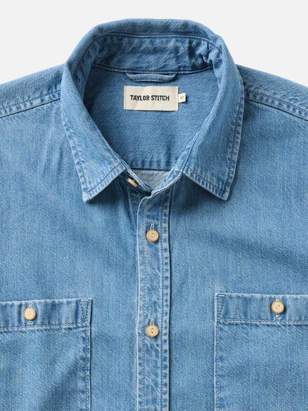 The Gulf Shirt: Washed Indigo Twill