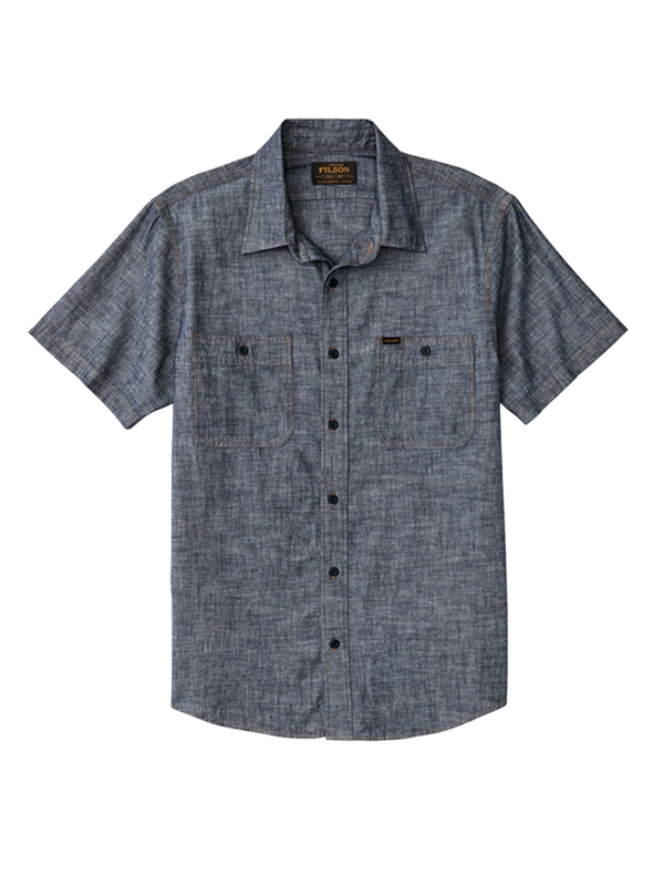 Short Sleeve Chambray Shirt: Rinsed Indigo