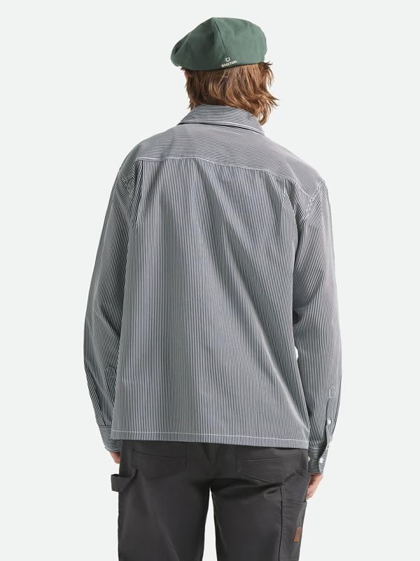 Journey Lightweight Long Sleeve Woven Shirt: Navy/White Stripe