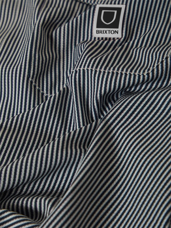 Journey Lightweight Long Sleeve Woven Shirt: Navy/White Stripe