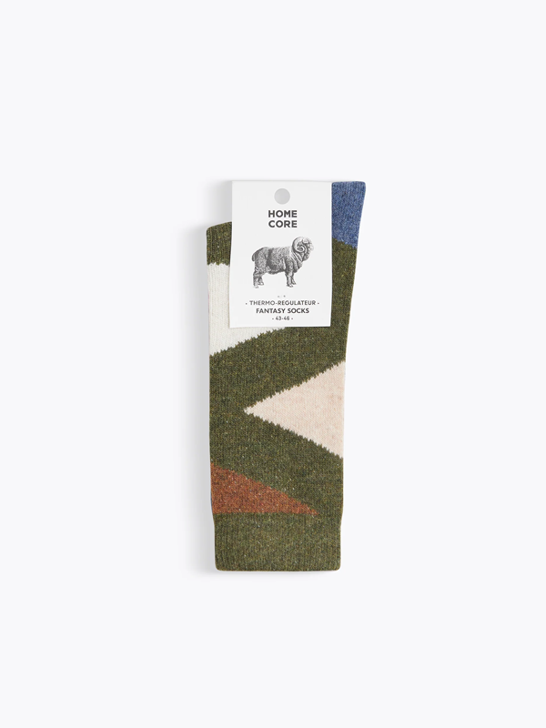 Fantasy Chaussette Triangle Socks: Khaki-Multi
