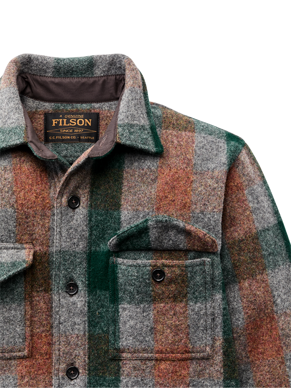 Mackinaw Wool Jac-Shirt: Green Multi Plaid