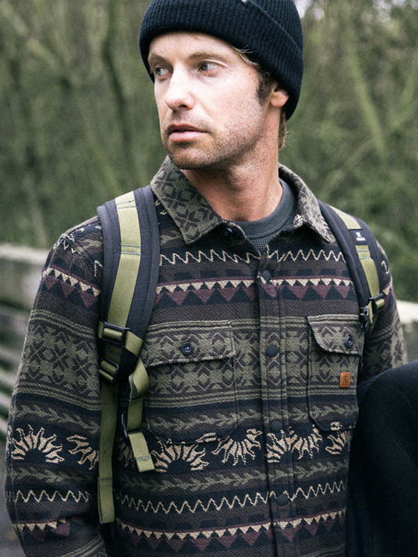 Nordsman Jacquard Long Sleeve Flannel: Dark Military