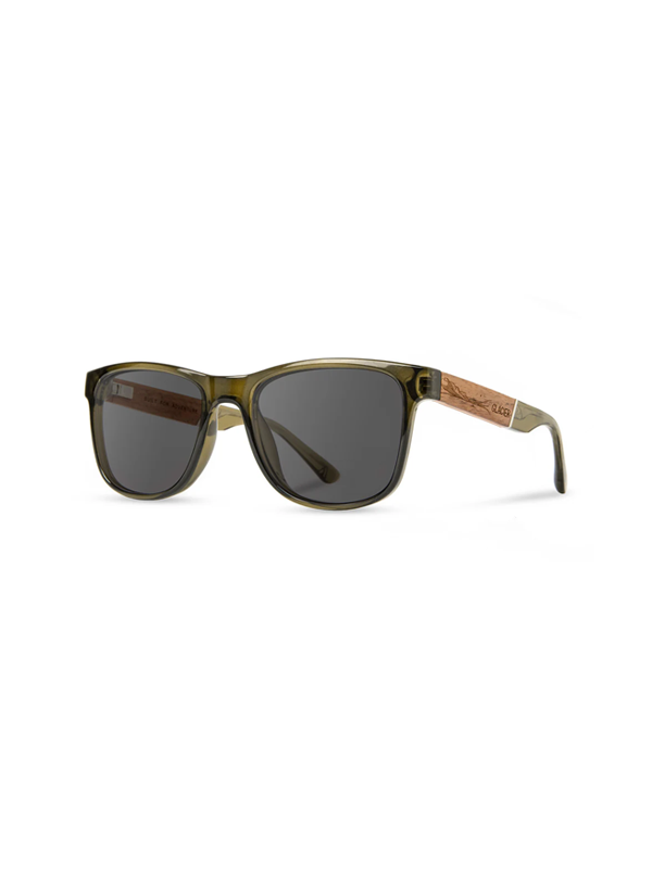 Trail Sunglasses: Moss/Walnut Engraved/Basic Polarized Grey