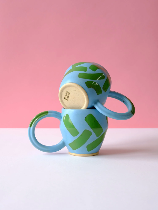 Mug: Baby Blue/Grass Green Shapes