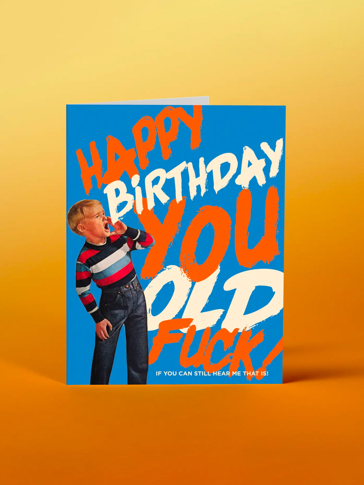 Kid Scream Birthday Card (Old F*ck): Blue Background