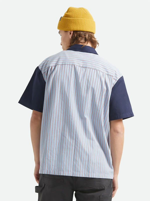 Builders Olson Woven Short Sleeve: Blue Aura Stripe