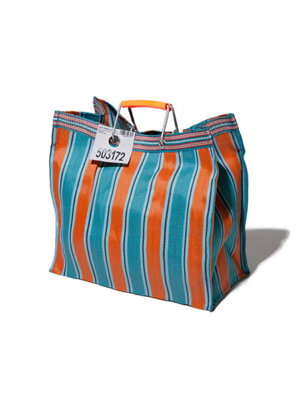 Recycled Plastic Stripe Bag: Orange/Blue