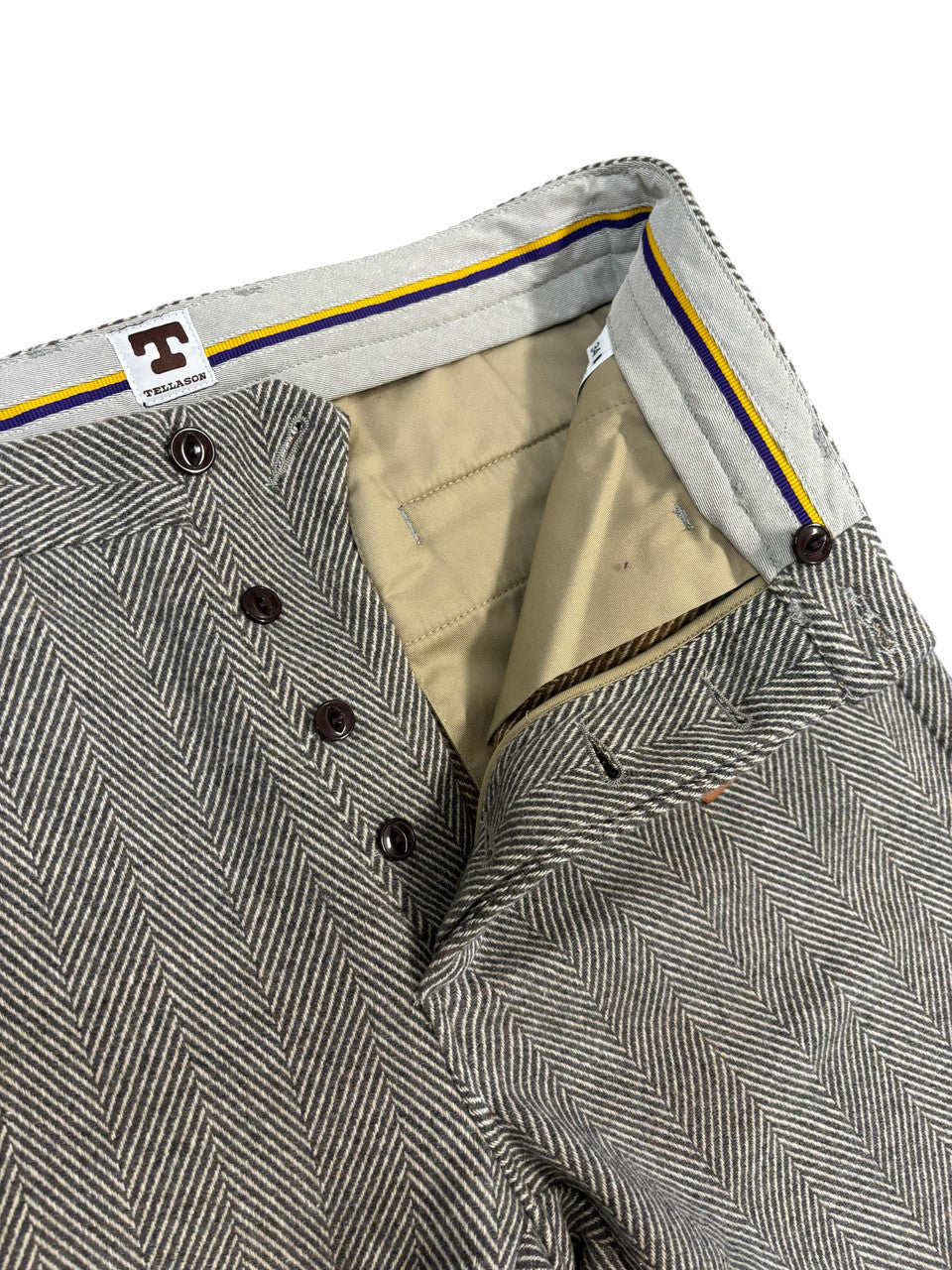Straight Leg Button Fly Pant: Herringbone