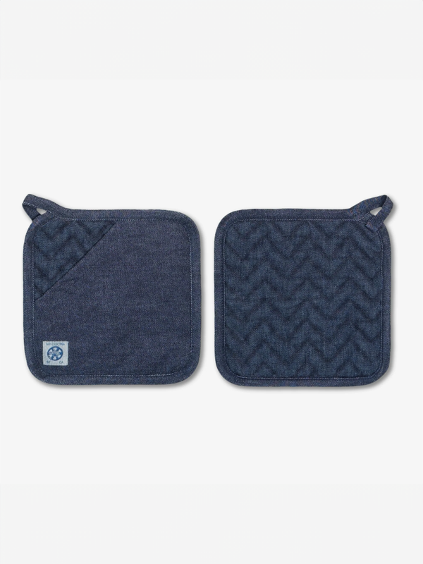 Herringbone Trivet/Pot Holder: Raw Denim