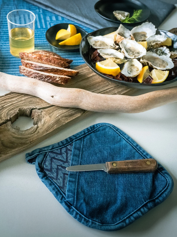 Herringbone Trivet/Pot Holder: Raw Denim