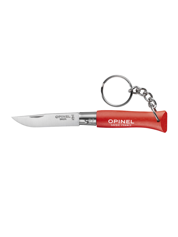 Stainless Steel No. 04 Folding Knife Keyring: Red