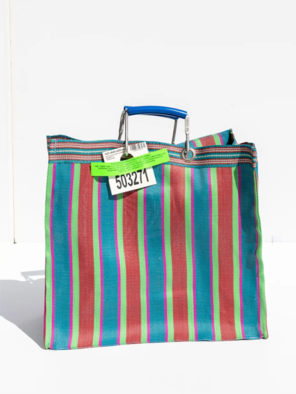 Recycled Plastic Stripe Bag: Red/Blue