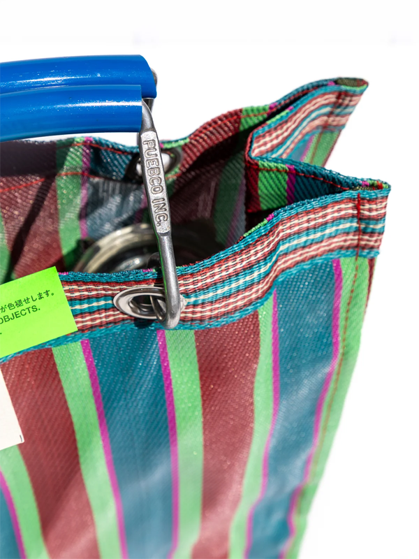Recycled Plastic Stripe Bag: Red/Blue
