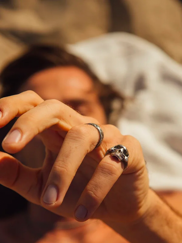 Robinson Skull Ring: Rustic Sterling Silver