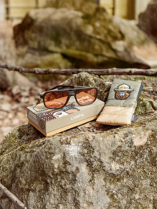 Smokey Bear x CAMP Glacier Sunglasses: Matte Black/Amber Polarized