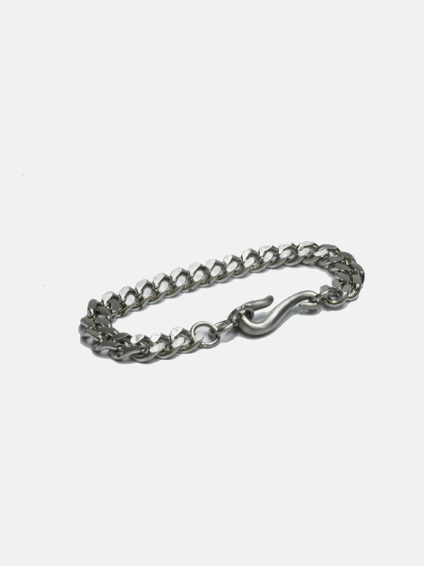 Curb Chain Bracelet with Fish Hook: Stainless Steel