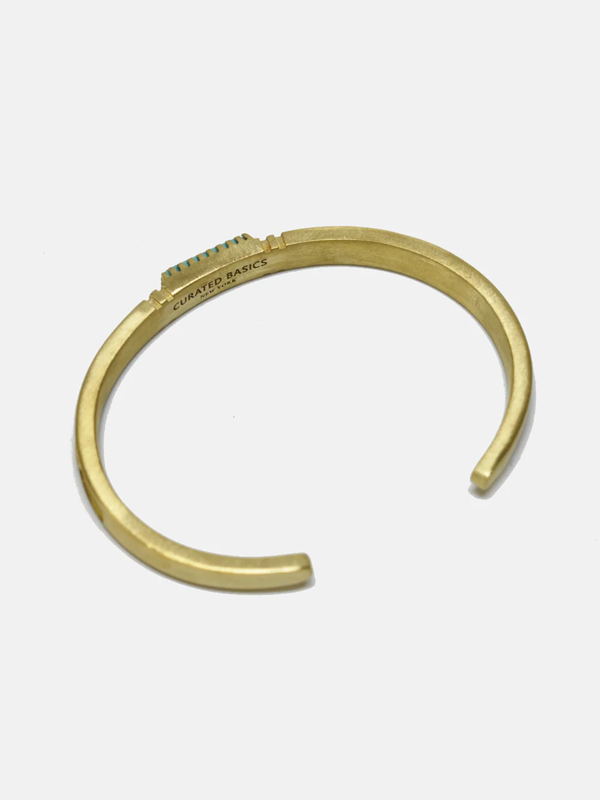 Turquoise Inlay Bracelet: Brass
