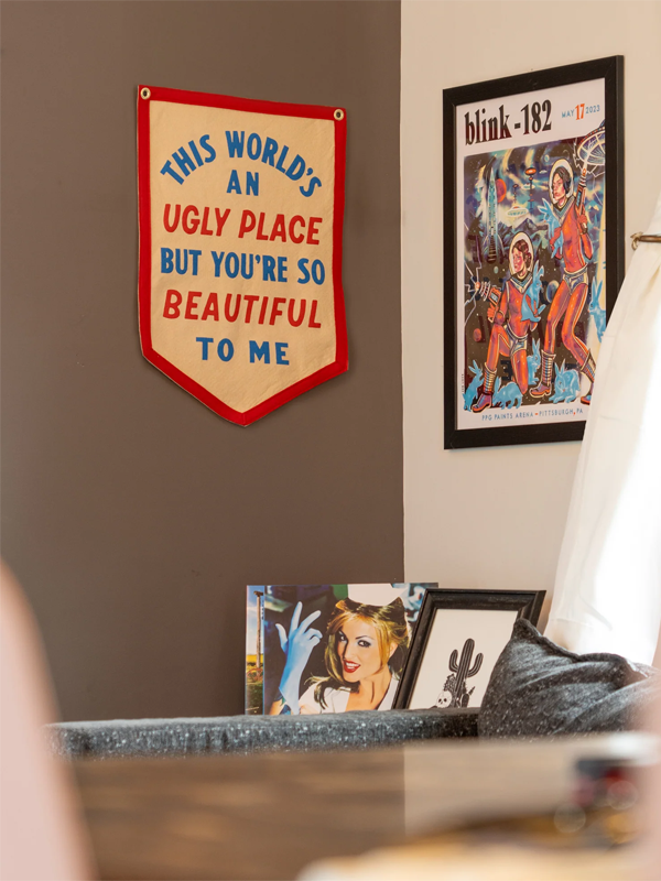The World's An Ugly Place But You're So Beautiful To Me Camp Flag: Blink-182 x Oxford Pennant