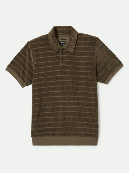 Weekend Terry Cloth S/S Polo Knit Top: Ivy Green