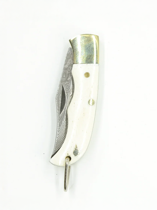 Inlay Folding Knife: White Ox-Bone