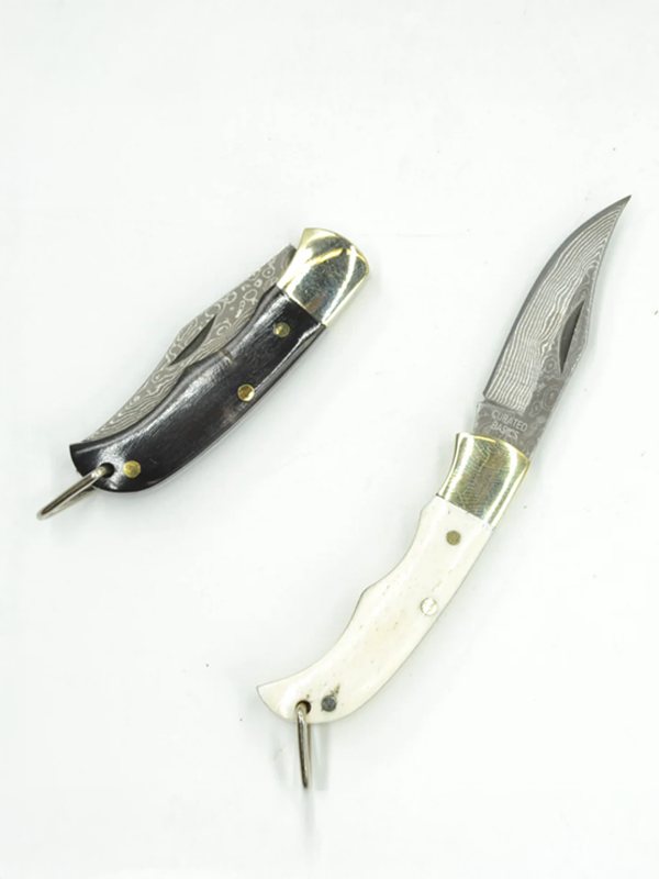 Inlay Folding Knife: White Ox-Bone