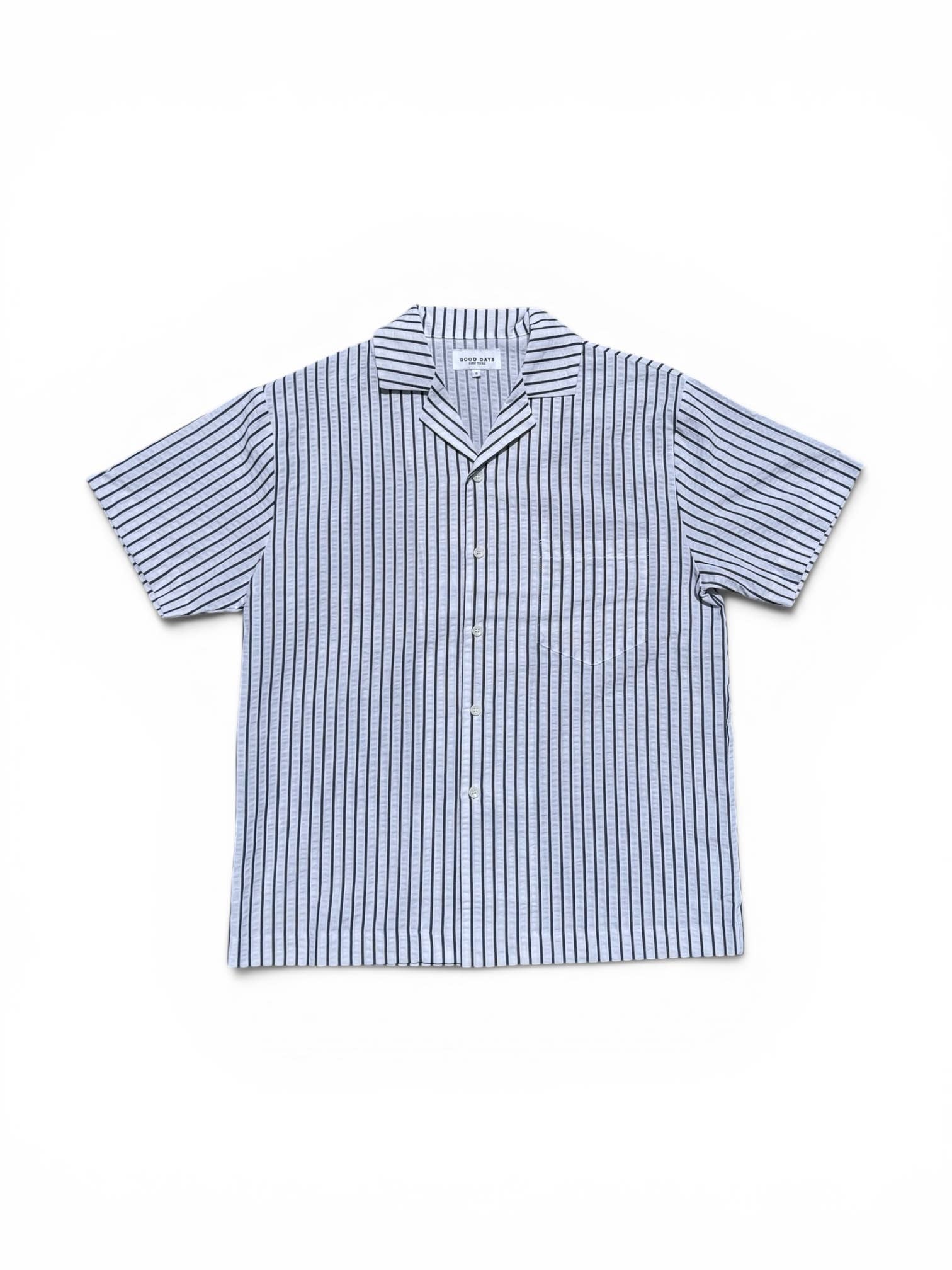Sailor Seersucker Camp Shirt: Navy/White