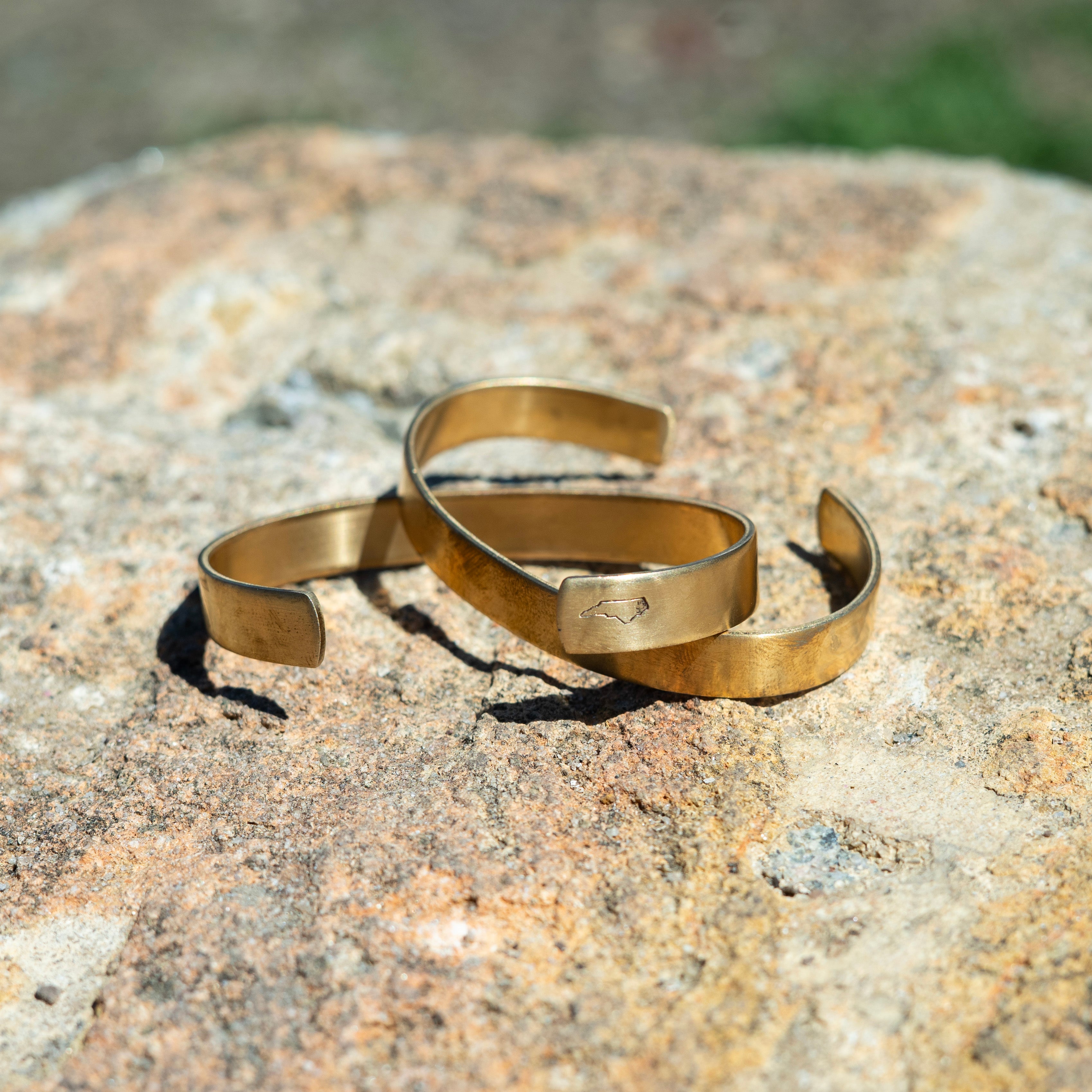 Custom Hand Stamped Wide Brass Cuff